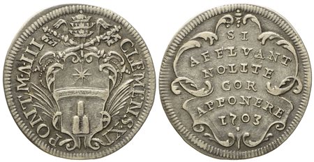 STATO PONTIFICIO. Roma. Clemente XI (1700 - 1721). Giulio 1703. Ag (g 3,04; mm 26).