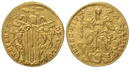 STATO PONTIFICIO. Roma. Benedetto XIV (1740 - 1758). Zecchino 1744. Au (3,14 g; 21 mm)