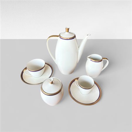 Parte di servito in porcellana bianco oro e cobalto, Bavaria