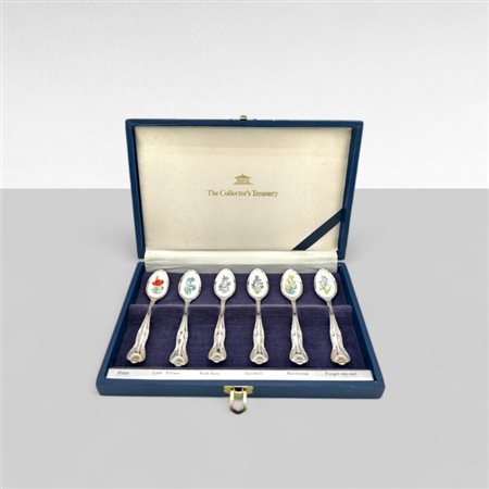 Sei cucchiaini da caffè in porcellana e acciaio