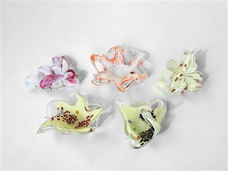 Cinque soprammobili in vetro di Murano