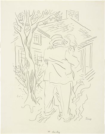 George Grosz Berlino 1893 - 1959 Love story, 1937 Matita su carta, cm. 59x46...