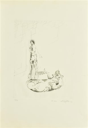 Ignoto II MOSSA incisione su carta, battuta cm 32x24,5, su foglio 54x38; es....