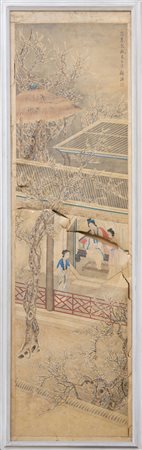  
Dipinto su carta Cina, Dinastia Qing
 150 x 44 cm