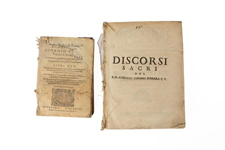 Lotto di due libri: Delle lettere di Monsignor Giorgio Tomasi veneto di Seraualle; Discorsi sacri del P.d. Antonio Tomaso Schiara   