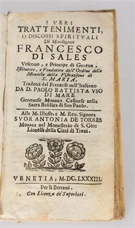 Lotto di due libri I veri trattenimenti; Iosephi Baptistae Epigrammatum. Centuria prima.   