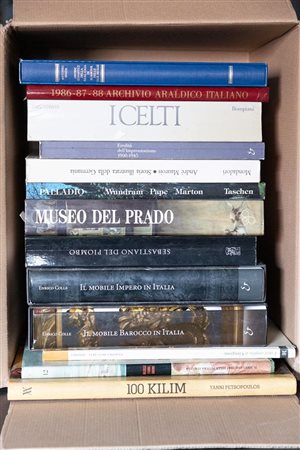 Box letteraria contenente lotto di 13 volumi d'arte   