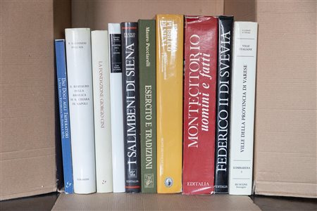 Box letteraria contenente lotto di 10 volumi di storia e di arte   