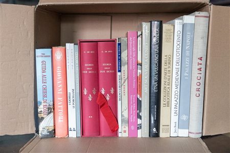 Box letteraria contenente lotto di 17 volumi d'arte e di storia   