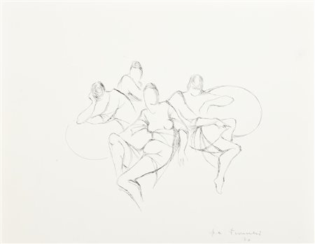 Frosecchi FIGURE litografia su carta, cm 29x36; es. prova d'autore firma e...