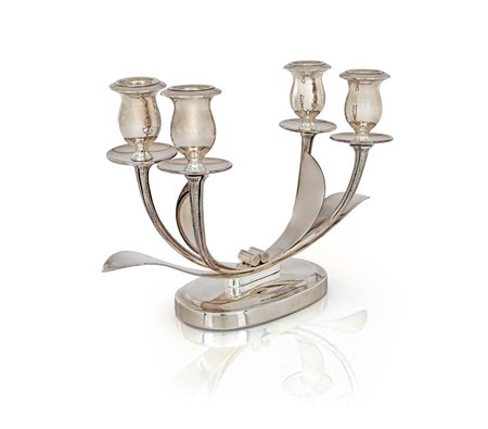 Candelabro a quattro luci in argento massiccio 925/000, Giuseppe Silva,...