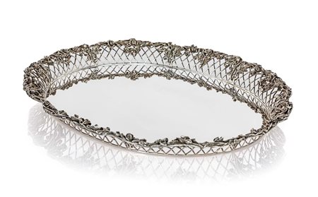 Vassoio ovale in argento 925/000, Messulam Milano per Bottega dell'Argento...