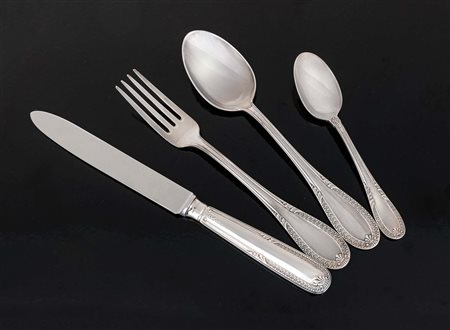 Set da tavola (4 pz.) stile Impero cucchiaio (cm 20,5), forchetta (cm 20,5) e...