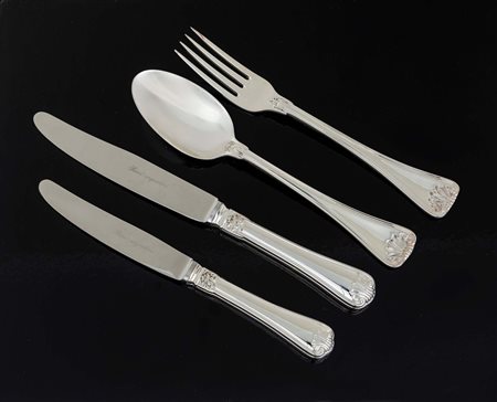 Servizio di posate per 6 "conchiglia", Argentiere Ricci, Alessandria sei...