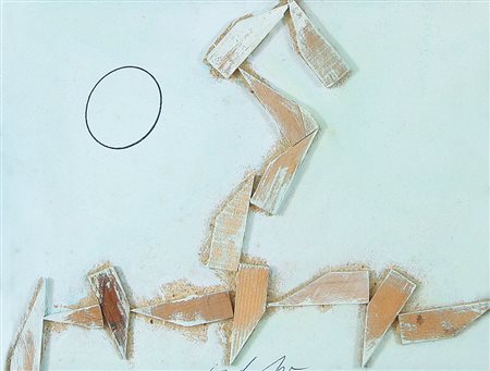 DANGELO SERGIO Milano 1932Le jeu de l'oeuf, (1972)olio e applicazioni su...