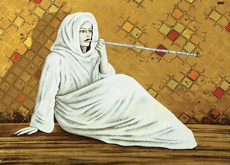 QUARTO ANDREA Lucca 1959Donna con sebssiolio su tela cm. 50x70, firma in alto...