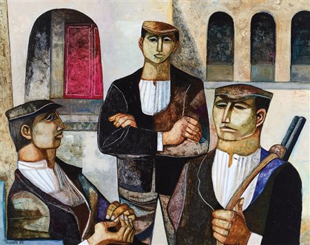 RANUCCI LUCIO Perledo (Co) 1924Visita al Don, 1991olio su tela cm. 73x92,...