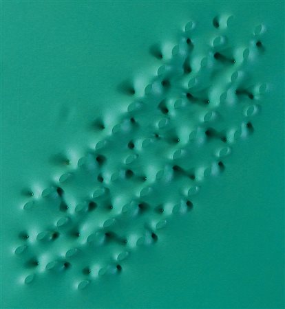 AMADIO GIUSEPPE Todi 19/05/1944Bortetela estroflessa verde cm. 54x50x4, firma...