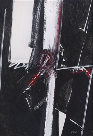 RUGGERI PIERO Torino 27/04/1930 - 14/05/2009Figura con due strisce bianche,...