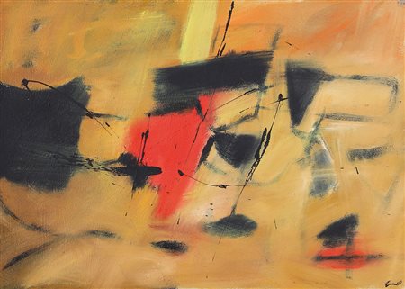 DE LUTTI PIERLUIGI Monfalcone 1959Ocra e rossoolio su tela cm. 50x70, firma...