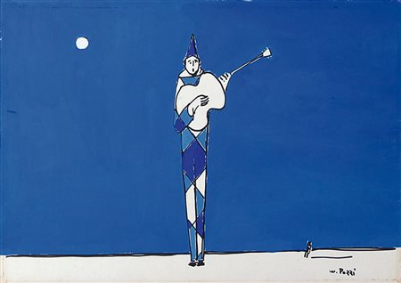 POZZI WALTER Bergamo 1911 - Milano 1989Serenata alla lunatecnica mista su...