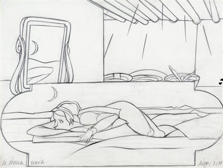 ADAMI VALERIO Bologna 17/03/1935La donna nuda, 1970matita su carta cm. 36x48,...