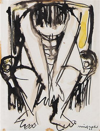 MIGNECO GIUSEPPE Messina 09/02/1908 - Milano 28/02/1997Figura, 1961inchiostro...