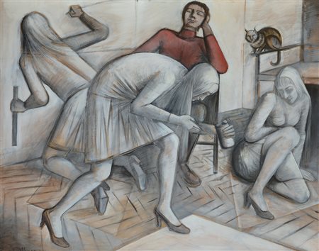 ALBANO SERGIO Torino 1939 - ? 2008Senza titolo, 1976tecnica mista su carta...