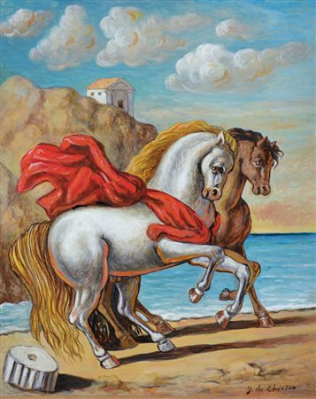 DE CHIRICO GIORGIO Volo (Grecia) 10/07/1888 - Roma 20/11/1978Due cavalli in...