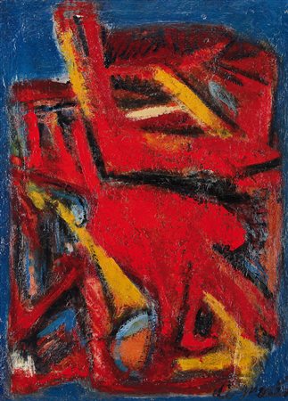 DI MARTINO GIOVANNI Senza titolo, (1950)olio su tela cm. 69,5x49,5; firma in...