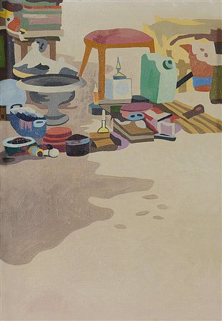 STEFFANONI ATTILIO Bergamo 1938Mercato delle pulci, 1966olio su tela cm....