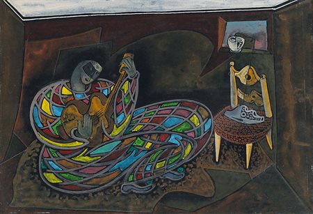 ORIANI PIPPO Torino 25/06/1909 - Roma 01/12/1972Le repos de l'arlequin...