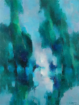 LANARO DINO Malo (VI) 1909 - Milano 1998Estate sul lago, 1969-70olio su tela...