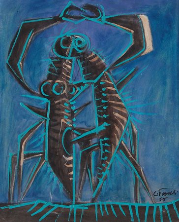 PEVERELLI CESARE Milano 30/05/1922 - Parigi 10/03/2000Senza titolo, 1955olio...