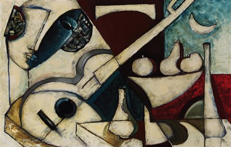 LANDI BRUNO Roma 23/03/1941Natura morta, 1998olio su tela cm. 50x80, firma in...