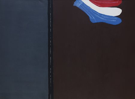 TITONE ANTONIO Vetrina con tre calze, 1965acrilici su tela cm. 80x110, firma,...