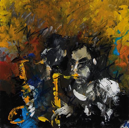 TORALDO FRANCESCO Catanzaro 1960Duo Jazz, 2009acrilico su tavola cm. 50x50,...