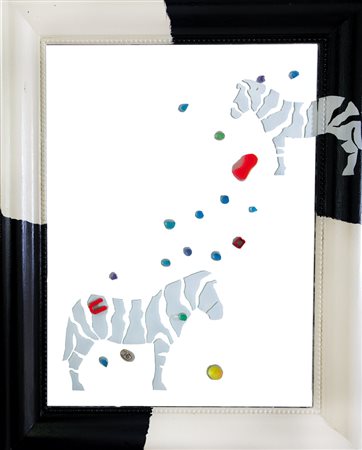 NUCARA RENZO Crema 1955Mirror Zebras, 2013specchio, acrilico, smalti, oggetti...