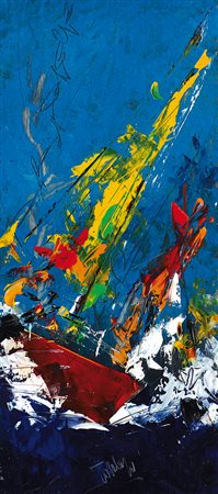 TORALDO FRANCESCO Catanzaro 1960Solitario, 2009 olio su tavola cm. 70x30,...