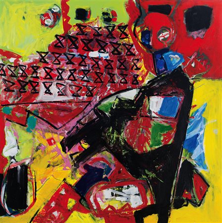 TIRLA GHEORGHE Pomezeu Bhor 1965Composizione, 2005olio su tela cm. 100x100,...