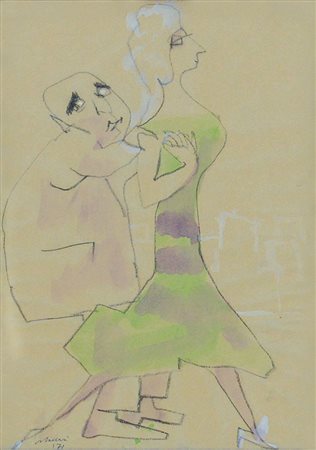 MACCARI MINO Siena 24/11/1898 - Roma 17/06/1989Figure, 1971tecnica mista su...