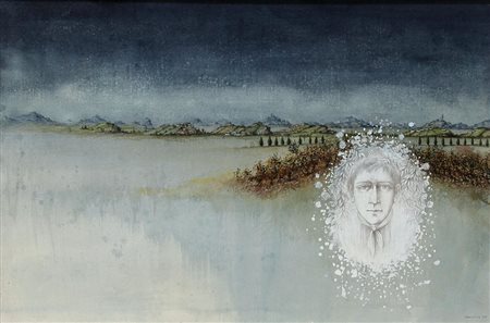 MACCIOTTA GIOVANNI Torino 1927Volto nella nebbia, 1975tecnica mista su carta...