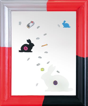 NUCARA RENZO Crema 1955Mirror Rabbit, 2013 specchio, acrilico, smalti,...