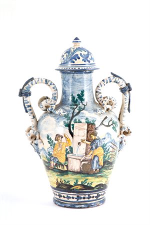 Polychrome majolica vase
