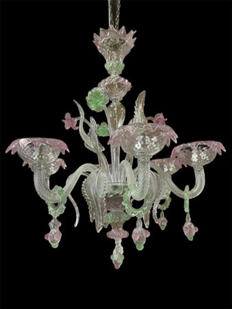 Pink and green chandelier