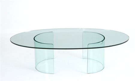 Oval glass coffee table