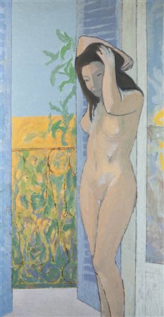 FRANCESCO MENZIO<BR>Tempio Pausania (SS) 1899 - 1979 Torino<BR>"Nuda alla finestra"