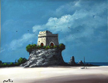 Enotrio TORRE NORMANNA Olio su tavola, cm. 40X60. Opera firmata in basso a...