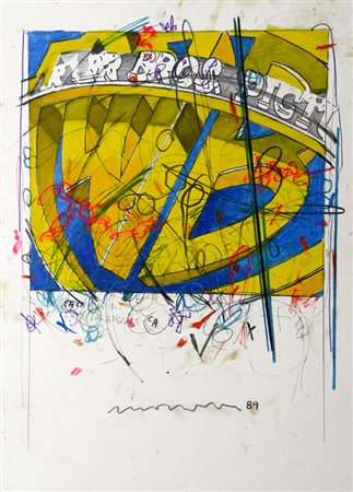 Enrico Manera SENZA TITOLO, 1989 T.m. su cartone, cm. 100x70. Autentica...