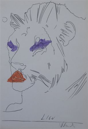 Andy Wharol IL LEONE, 1975 Fotolitografia (4 colori offset), cm. 28x21. Opera...